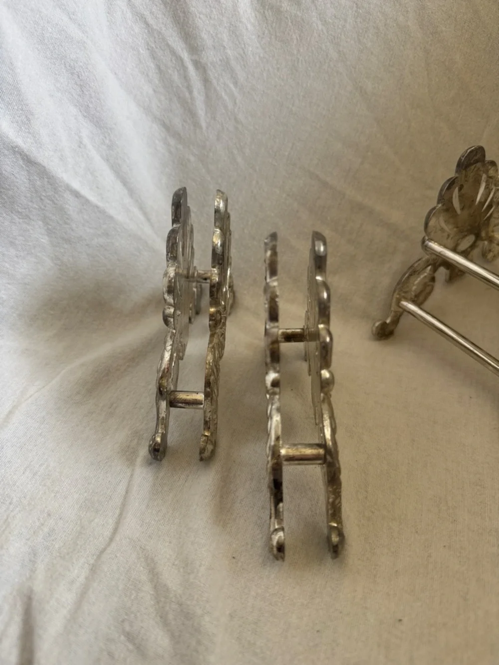 Vintage Silver Plated Leonard Italy Ornate Knife Rest and Napkin Holder